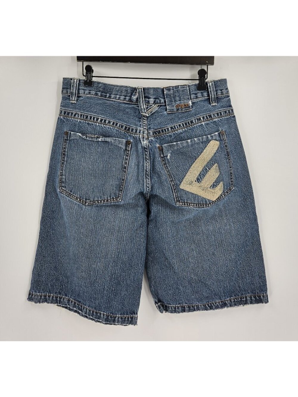 Enyce Men's Sz 36 Blue Denim Jorts Baggy Y2K Hip Hop Jean Shorts Embroidered